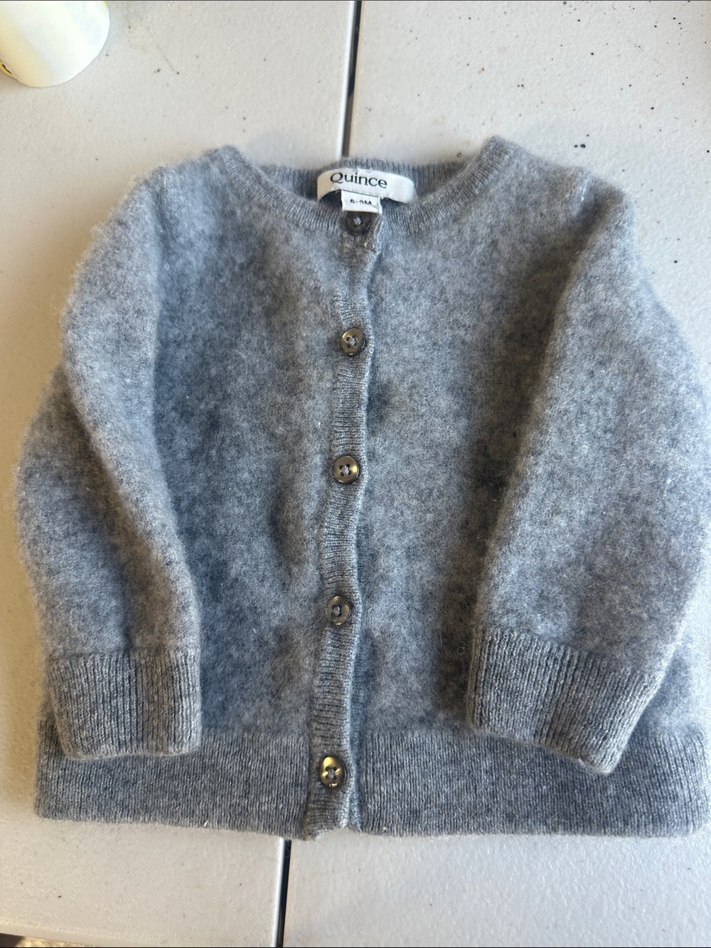Quince Kids Gray Fuzzy Button Cardigan 326